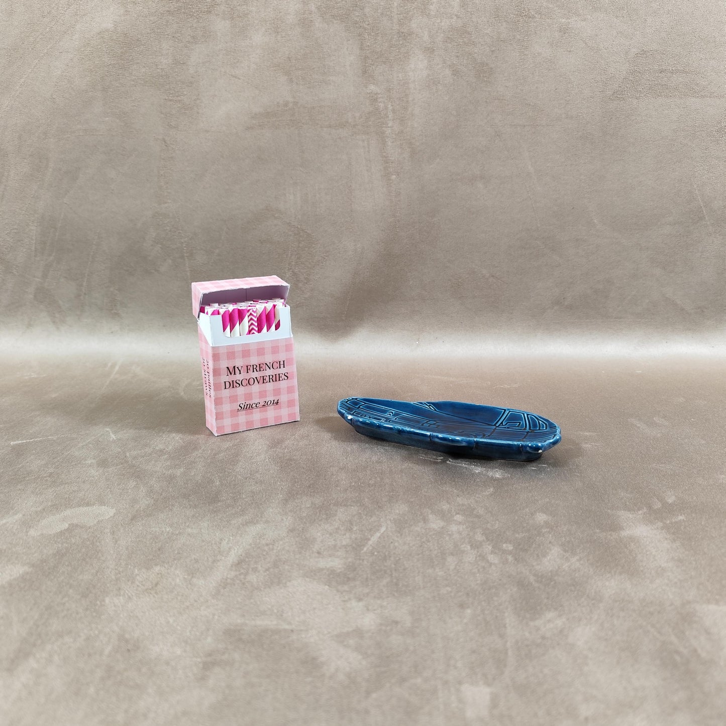 Cendrier Citroën BX en céramique bleue Publicitaire concessionnaire Vintage