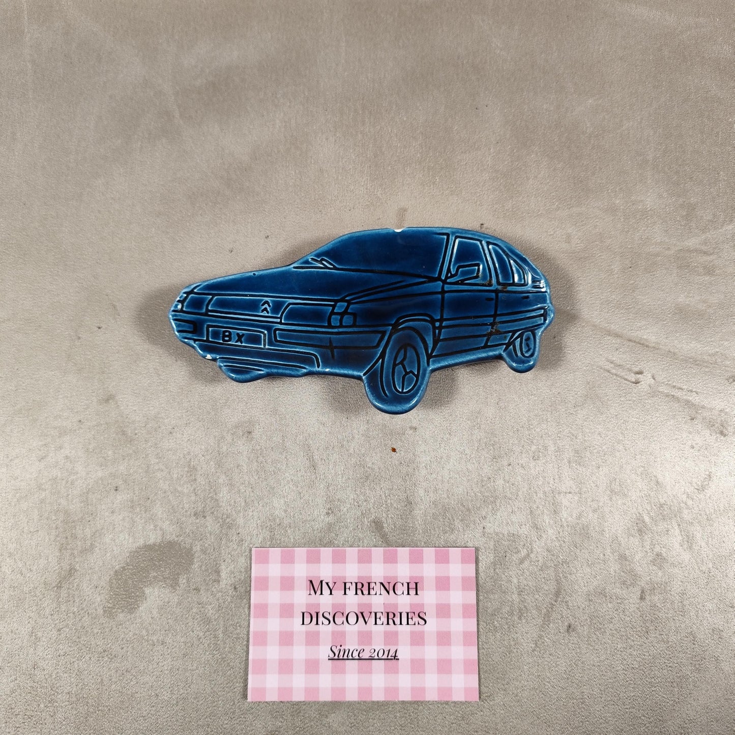 Cendrier Citroën BX en céramique bleue Publicitaire concessionnaire Vintage