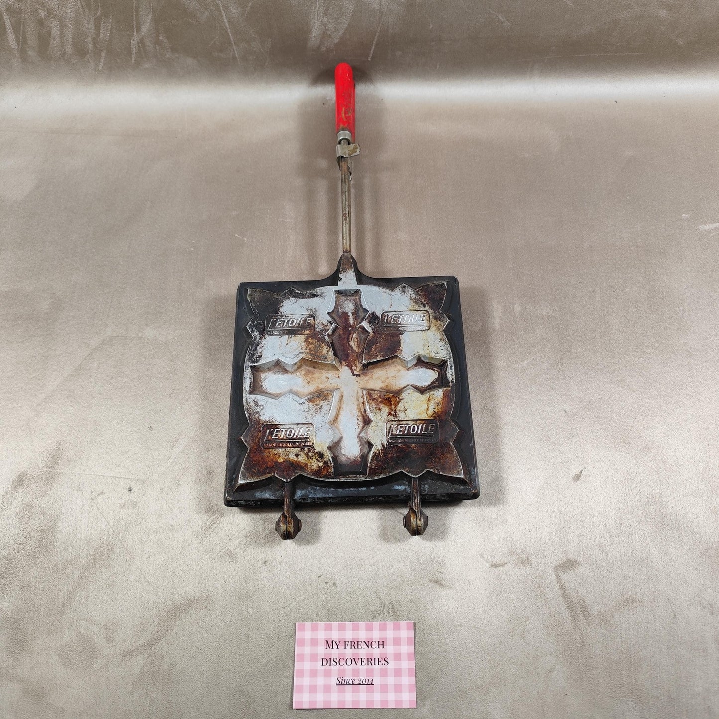 Appareil à croque-monsieur ancien en fonte LÉtoile Modèle professionnel à 4 empreintes