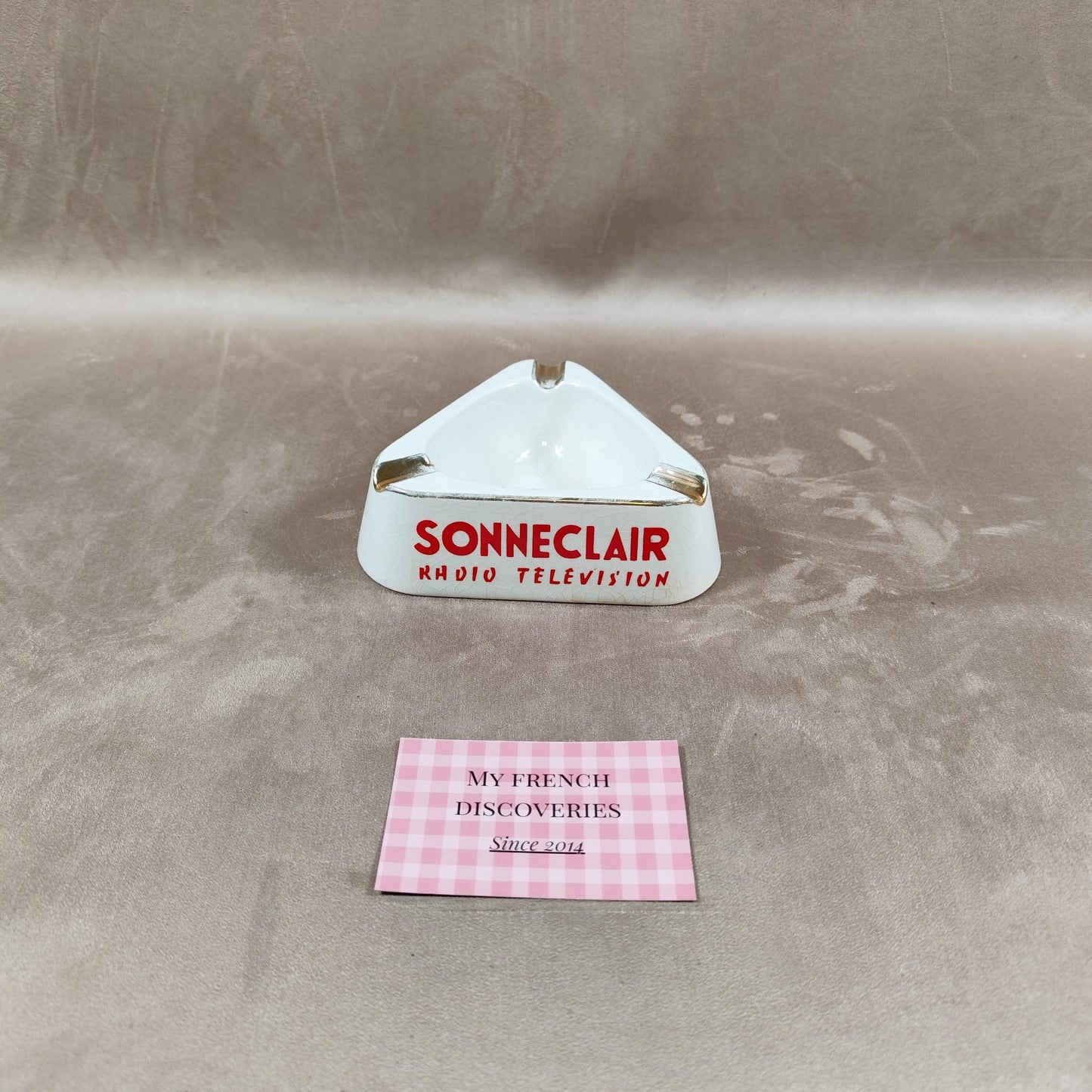 Cendrier publicitaire Sonneclair Radio Télévision en céramique Vintage