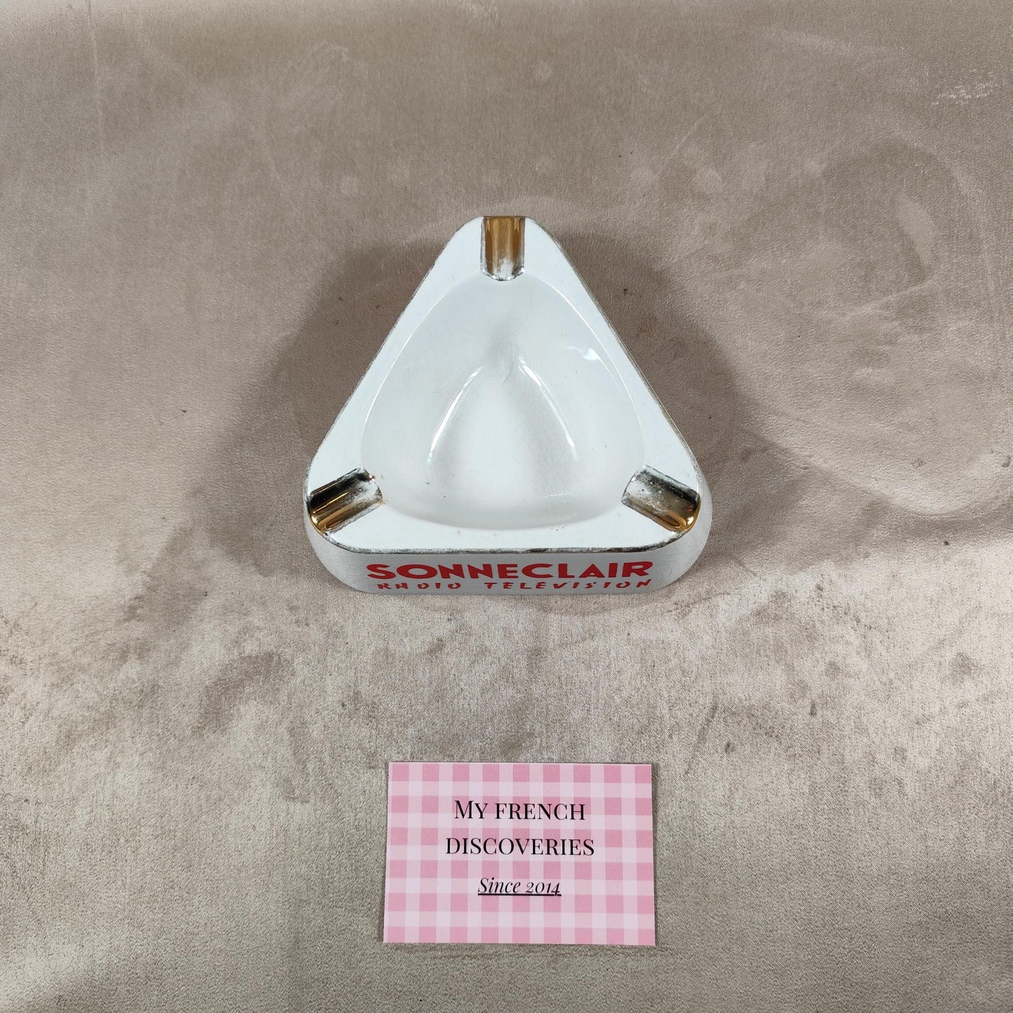 Cendrier publicitaire Sonneclair Radio Télévision en céramique Vintage