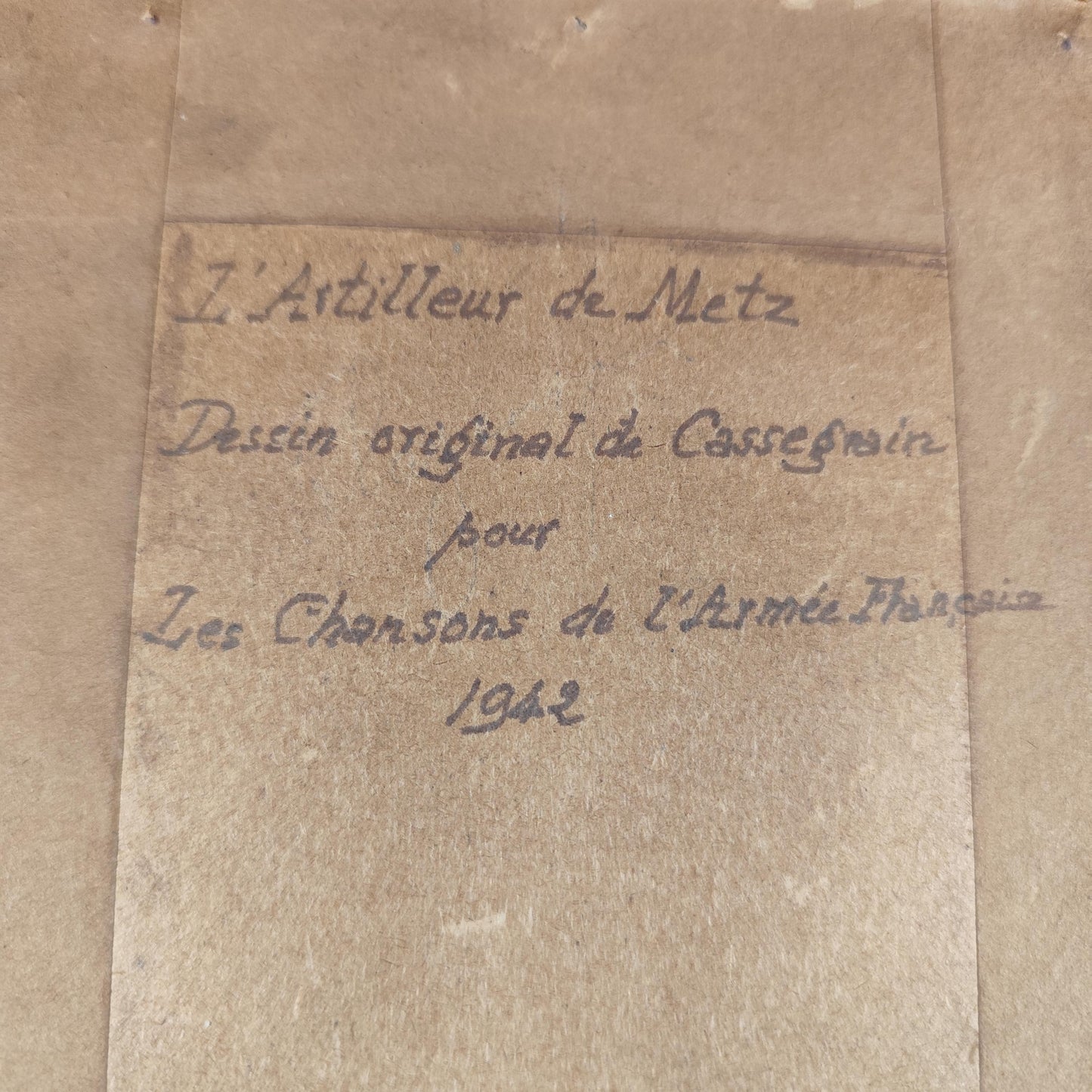 Cadre ancien LArtilleur de Metz Illustration militaire française 1942