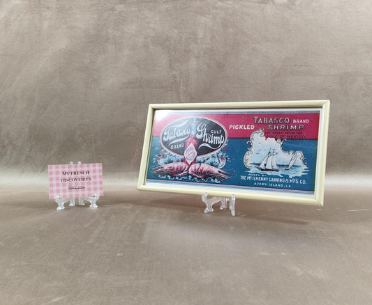 Panneau publicitaire Tabasco Pickled Shrimp Décor américain vintage Encadré