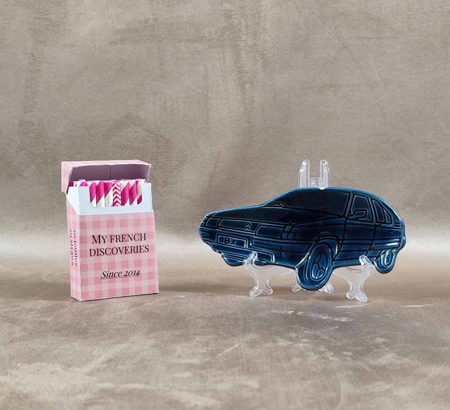 Cendrier Citroën BX en céramique bleue Publicitaire concessionnaire Vintage