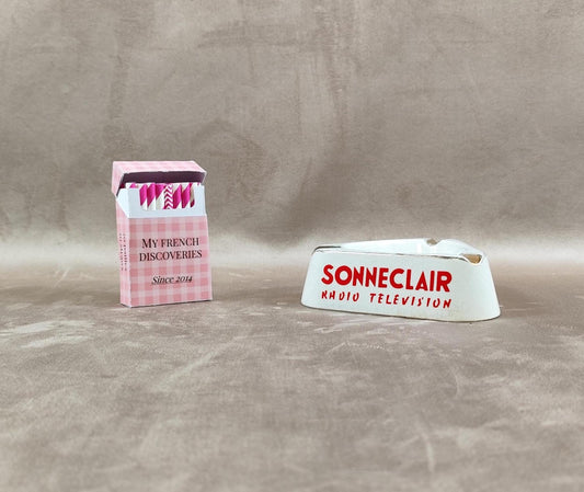 Cendrier publicitaire Sonneclair Radio Télévision en céramique Vintage