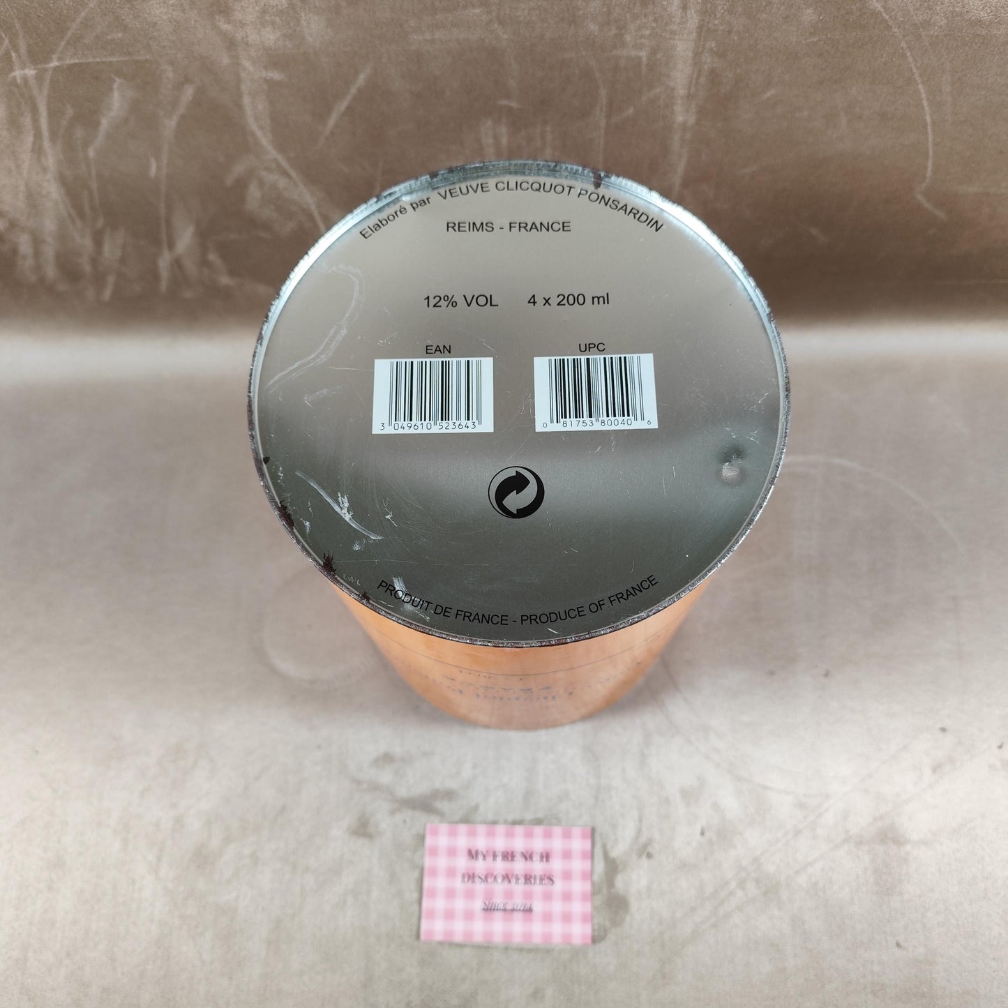 Seau à champagne Veuve Clicquot Ponsardin en métal orange Modèle publicitaire Vintage