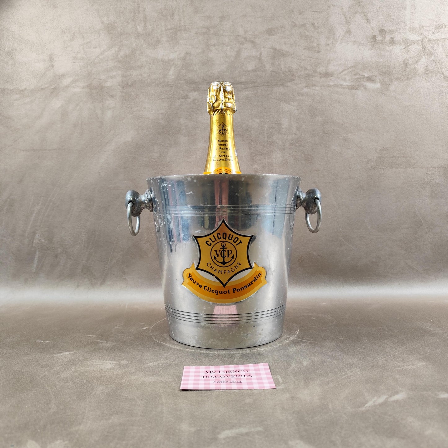 Seau à champagne Veuve Clicquot en aluminium Modèle publicitaire vintage