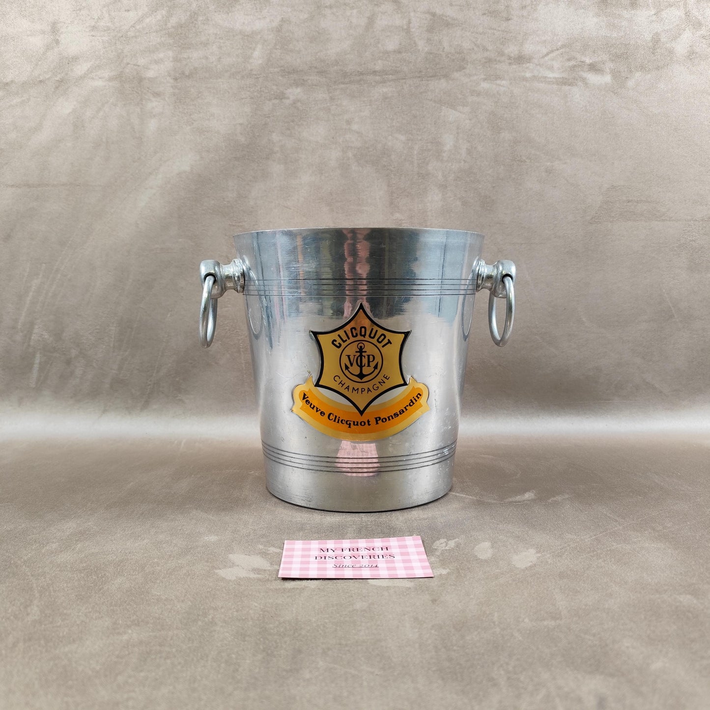 Seau à champagne Veuve Clicquot en aluminium Modèle publicitaire vintage