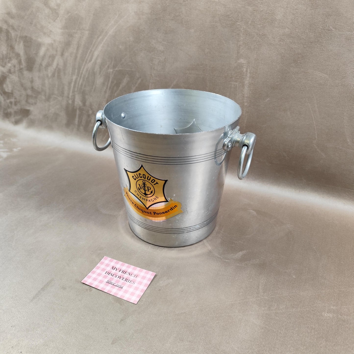 Seau à champagne Veuve Clicquot en aluminium Modèle publicitaire vintage