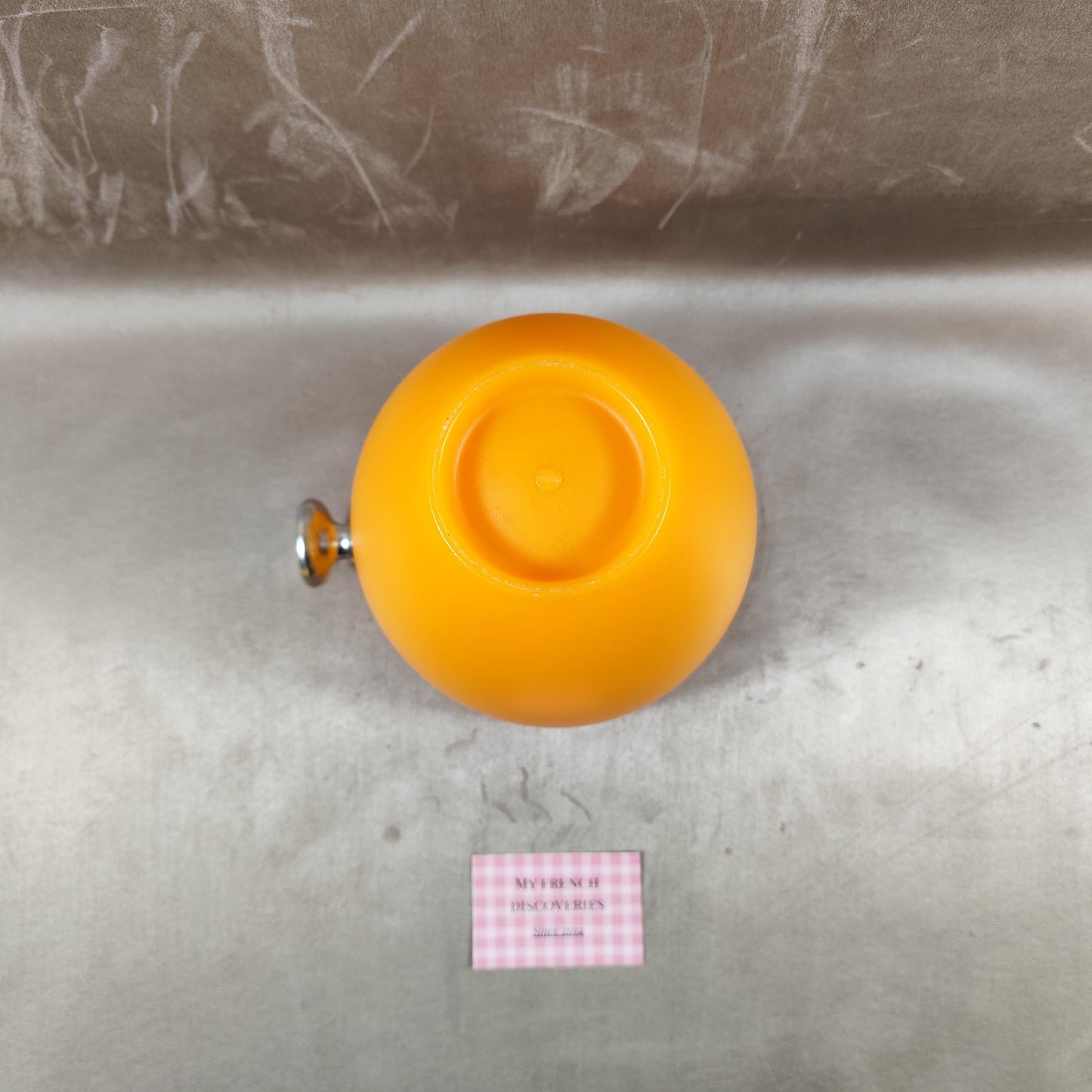 Seau à champagne Veuve Clicquot en plastique orange Poignée argent Vintage bar