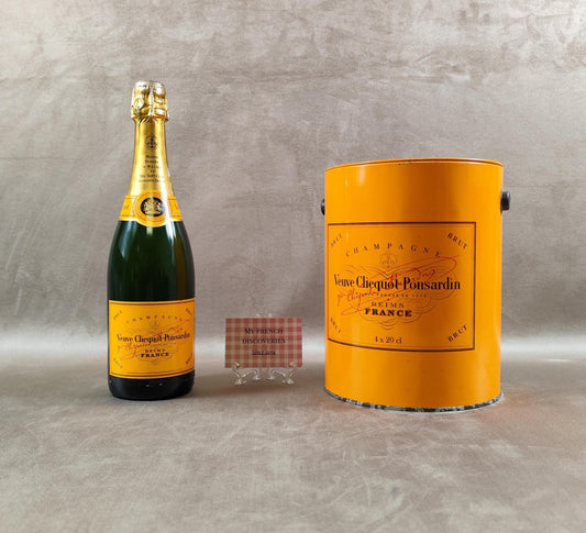 Seau à champagne Veuve Clicquot Ponsardin en métal orange Modèle publicitaire Vintage
