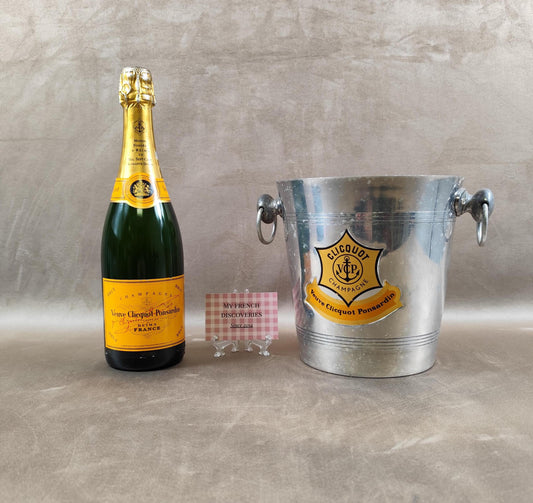 Seau à champagne Veuve Clicquot en aluminium Modèle publicitaire vintage