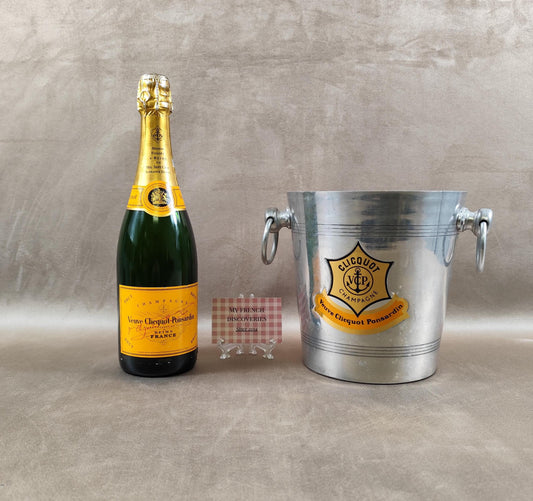 Seau à champagne Veuve Clicquot en aluminium Modèle publicitaire vintage