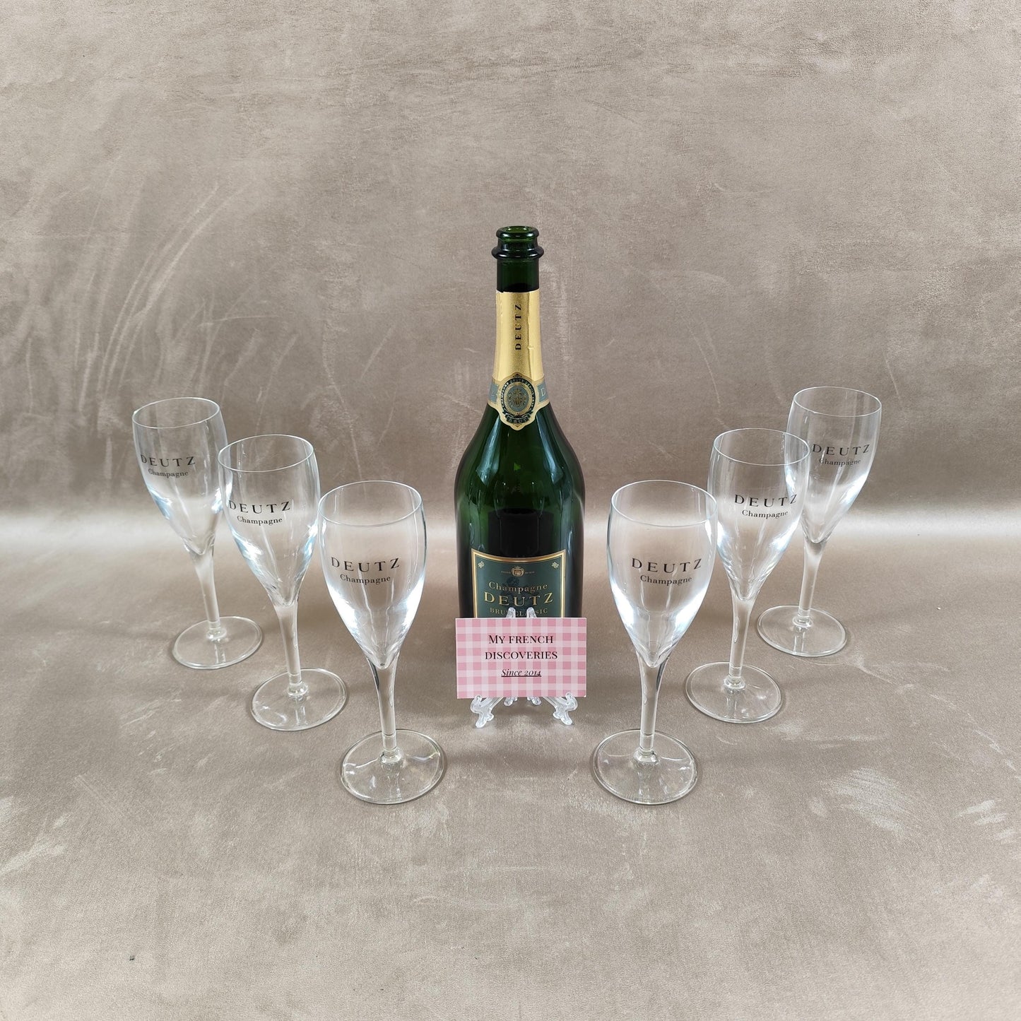 Ensemble de 6 flûtes à champagne DEUTZ Verres publicitaires maison de Champagne Barware vintage