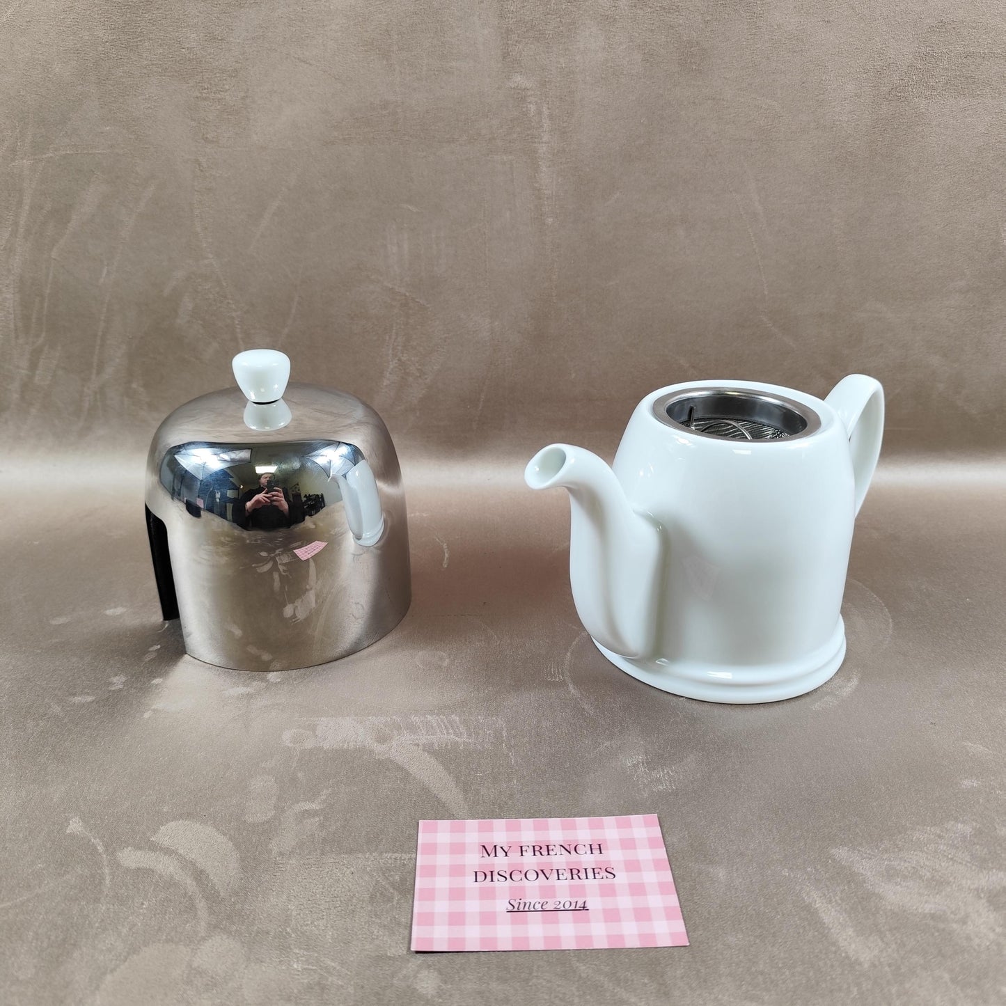 Théière Degrenne Salam en porcelaine et inox Modèle iconique France