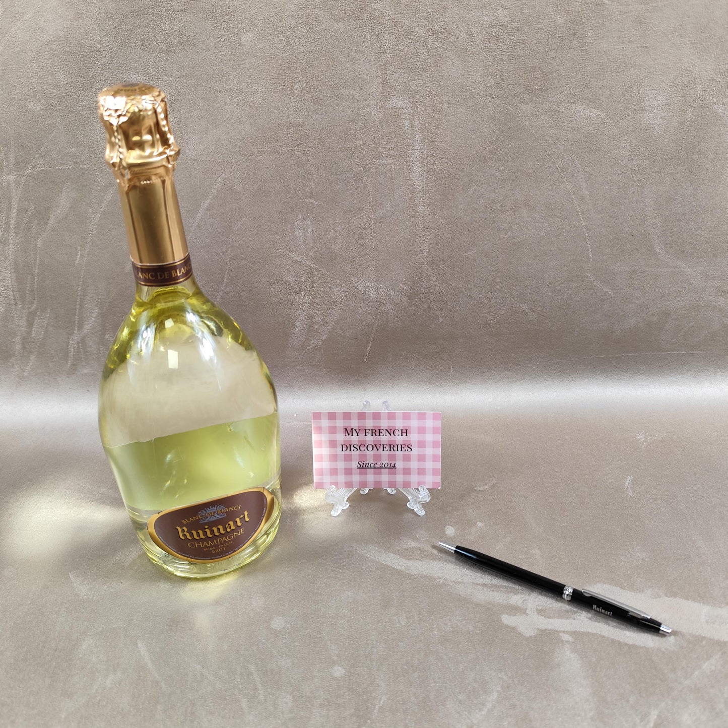 Stylo-bille Ruinart en métal noir Objet publicitaire champagne Vintage