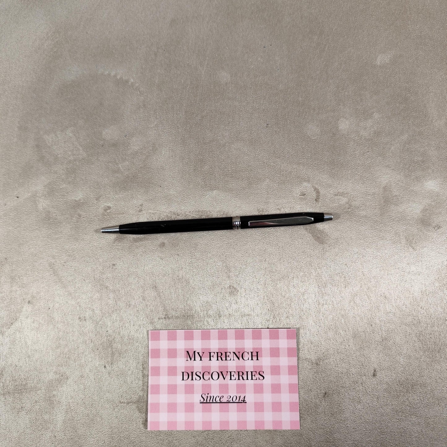 Stylo-bille Ruinart en métal noir Objet publicitaire champagne Vintage