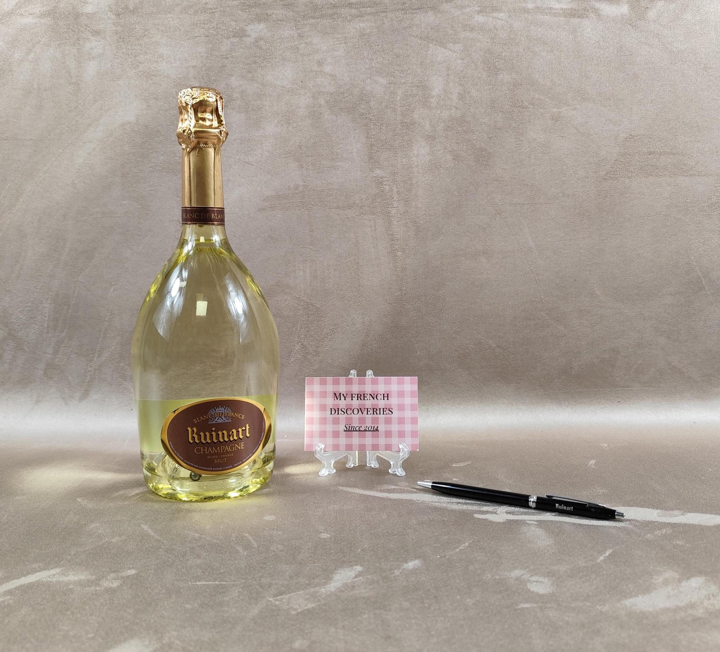Stylo-bille Ruinart en métal noir Objet publicitaire champagne Vintage