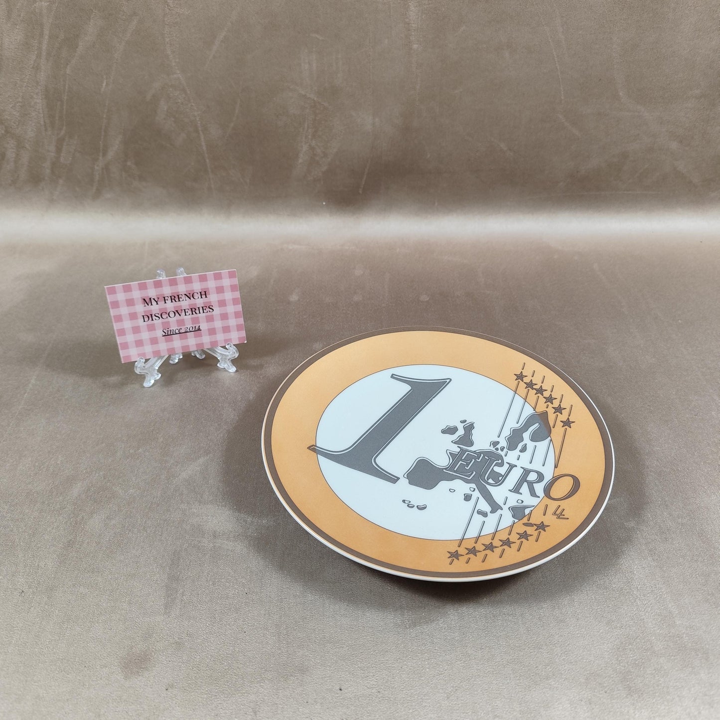 Assiette décorative 1 Euro en porcelaine de Limoges Création authentique France