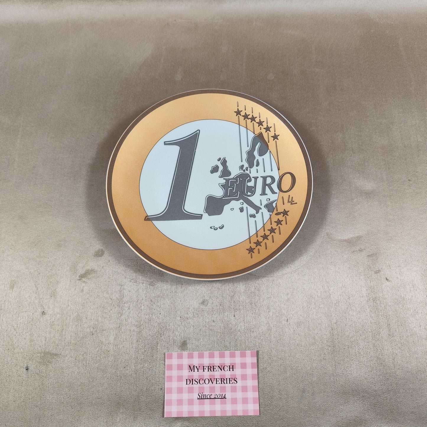 Assiette décorative 1 Euro en porcelaine de Limoges Création authentique France