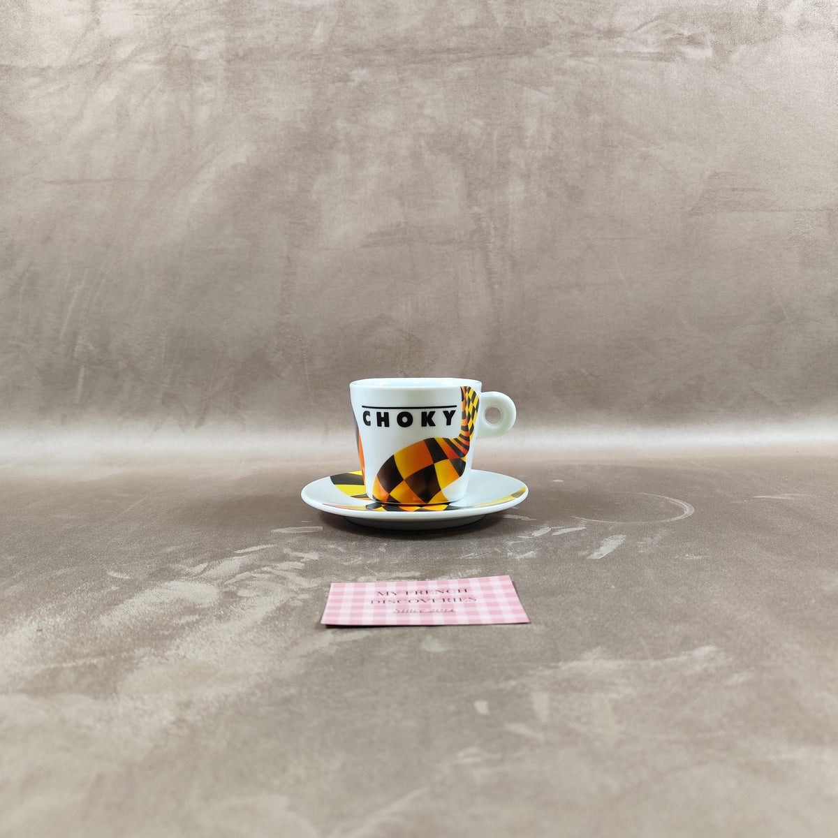 Tasse et soucoupe publicitaire CHOKY Ensemble vintage Design graphique