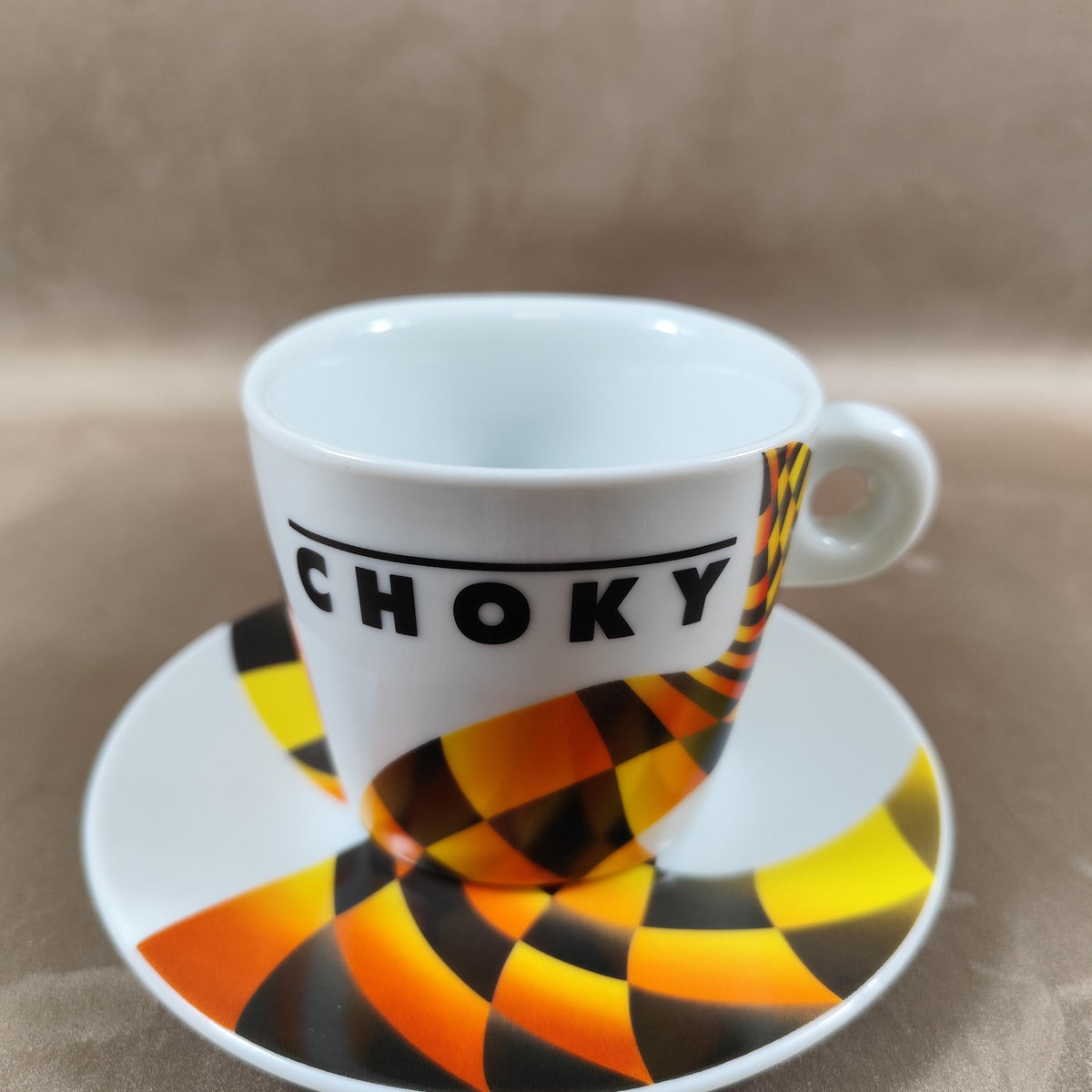 Tasse et soucoupe publicitaire CHOKY Ensemble vintage Design graphique