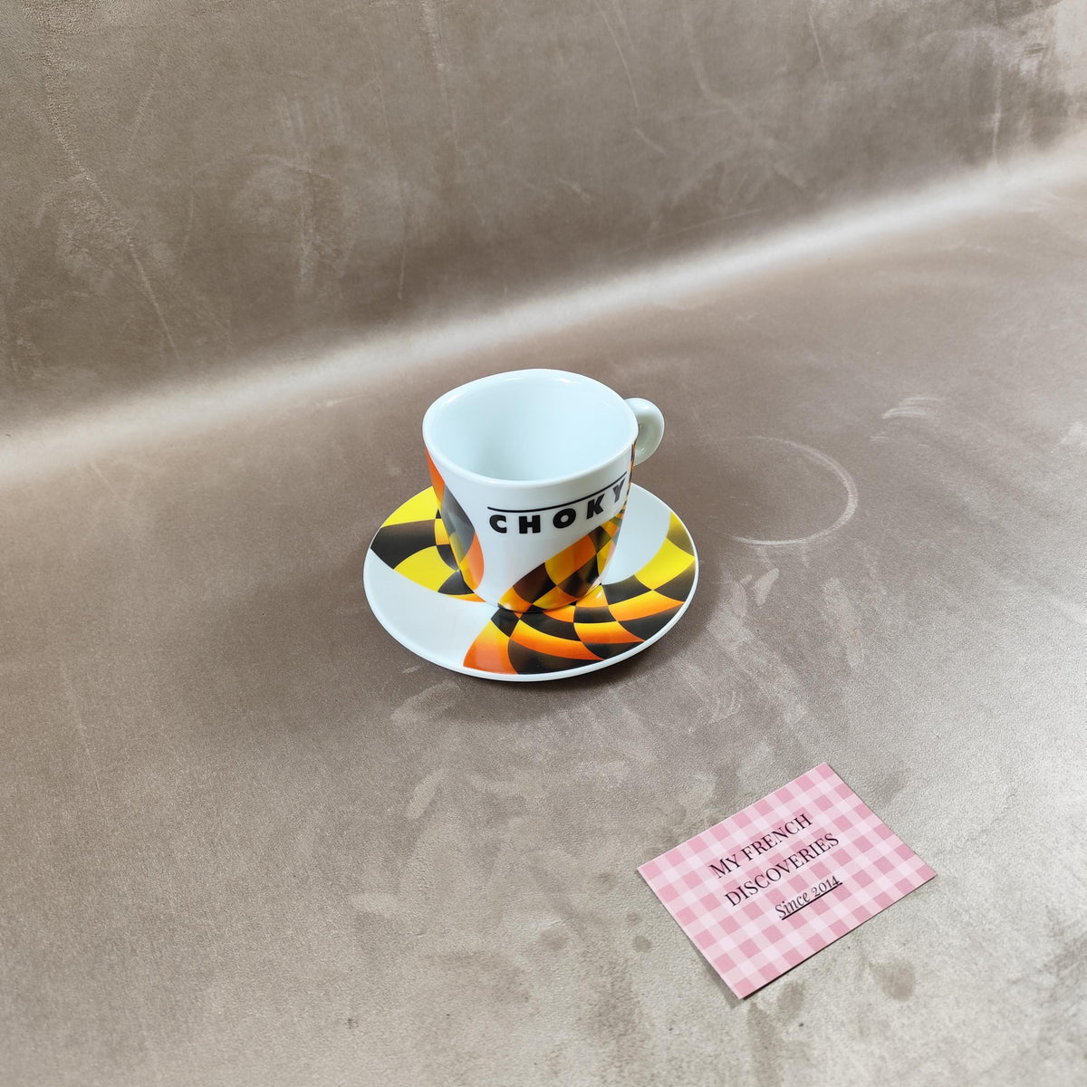 Tasse et soucoupe publicitaire CHOKY Ensemble vintage Design graphique
