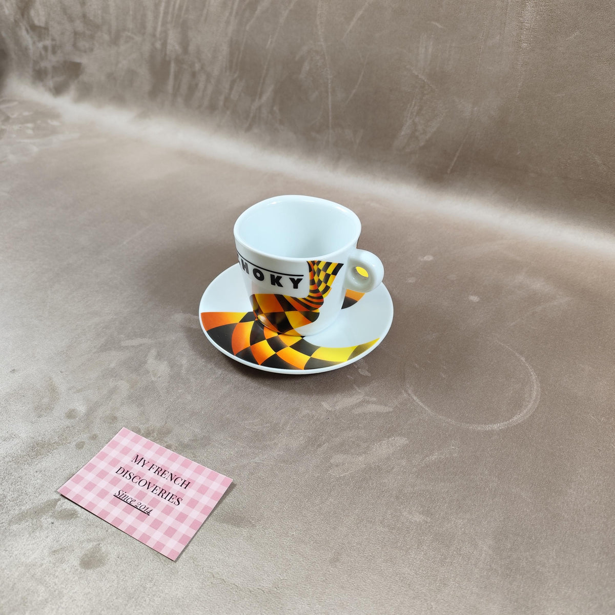 Tasse et soucoupe publicitaire CHOKY Ensemble vintage Design graphique