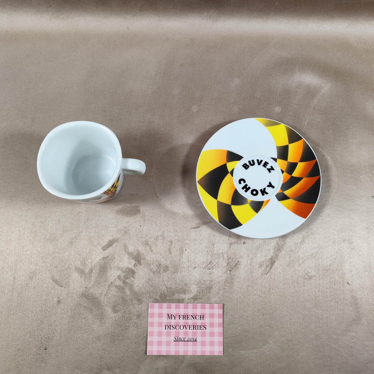 Tasse et soucoupe publicitaire CHOKY Ensemble vintage Design graphique