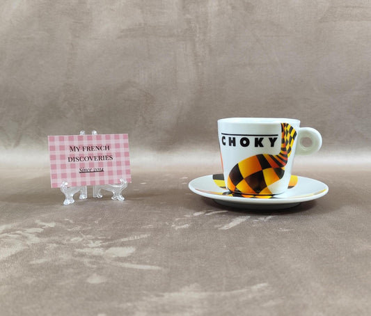 Tasse et soucoupe publicitaire CHOKY Ensemble vintage Design graphique