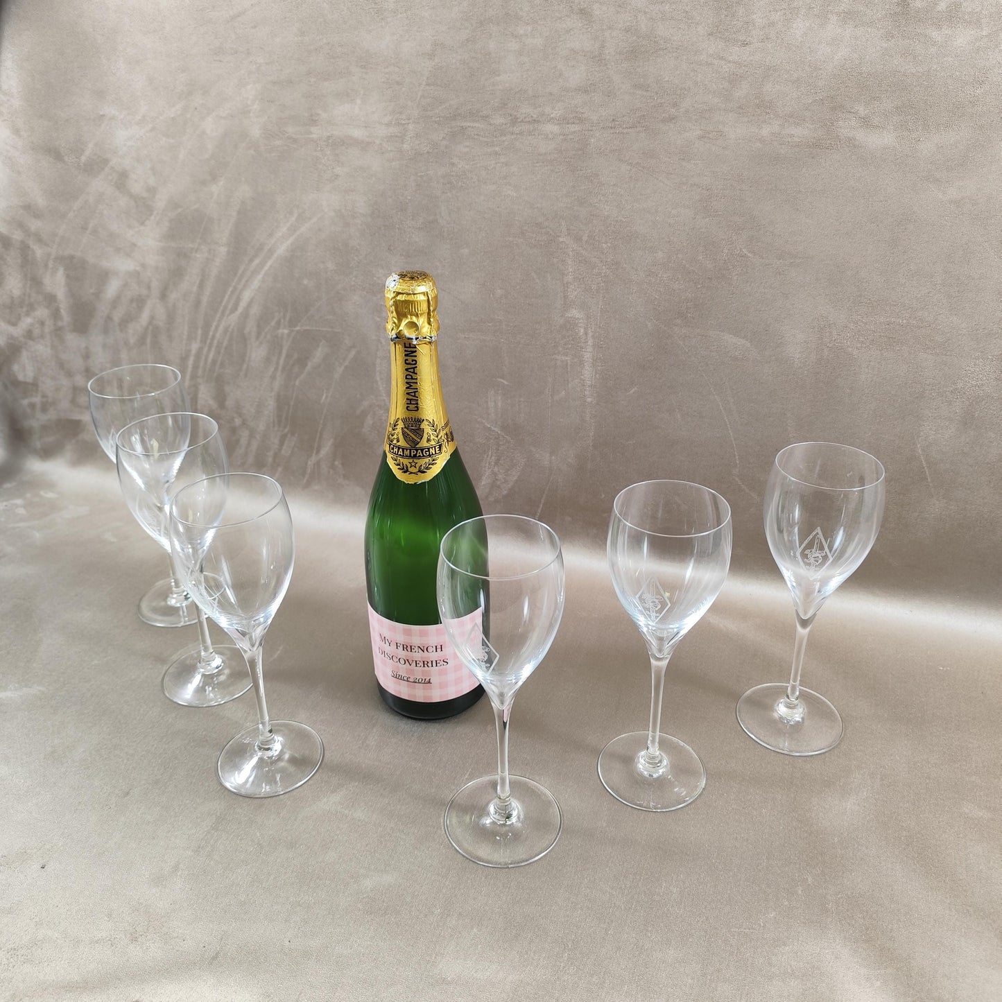 Ensemble de 6 flûtes à champagne en cristal Cristallerie Royales de Champagne