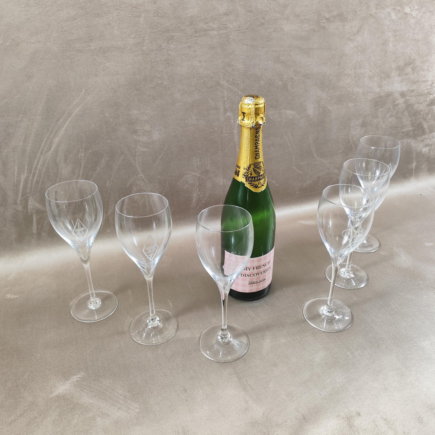 Ensemble de 6 flûtes à champagne en cristal Cristallerie Royales de Champagne