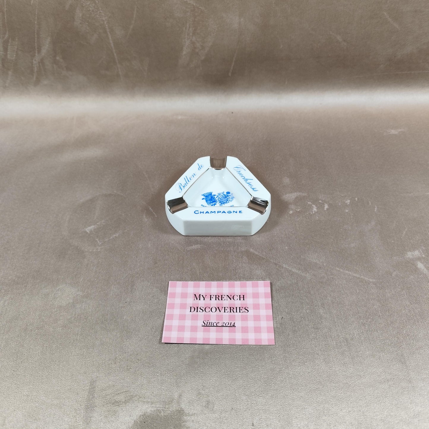 Cendrier publicitaire Champagne Ballon de Truchsess en porcelaine J. Moser Limoges Vintage