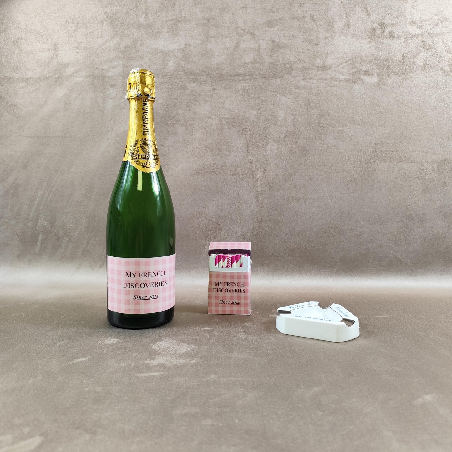 Cendrier publicitaire Champagne Ballon de Truchsess en porcelaine J. Moser Limoges Vintage