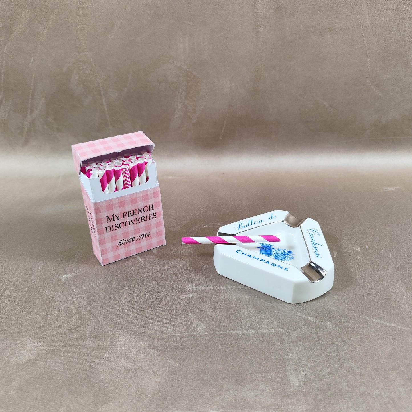 Cendrier publicitaire Champagne Ballon de Truchsess en porcelaine J. Moser Limoges Vintage