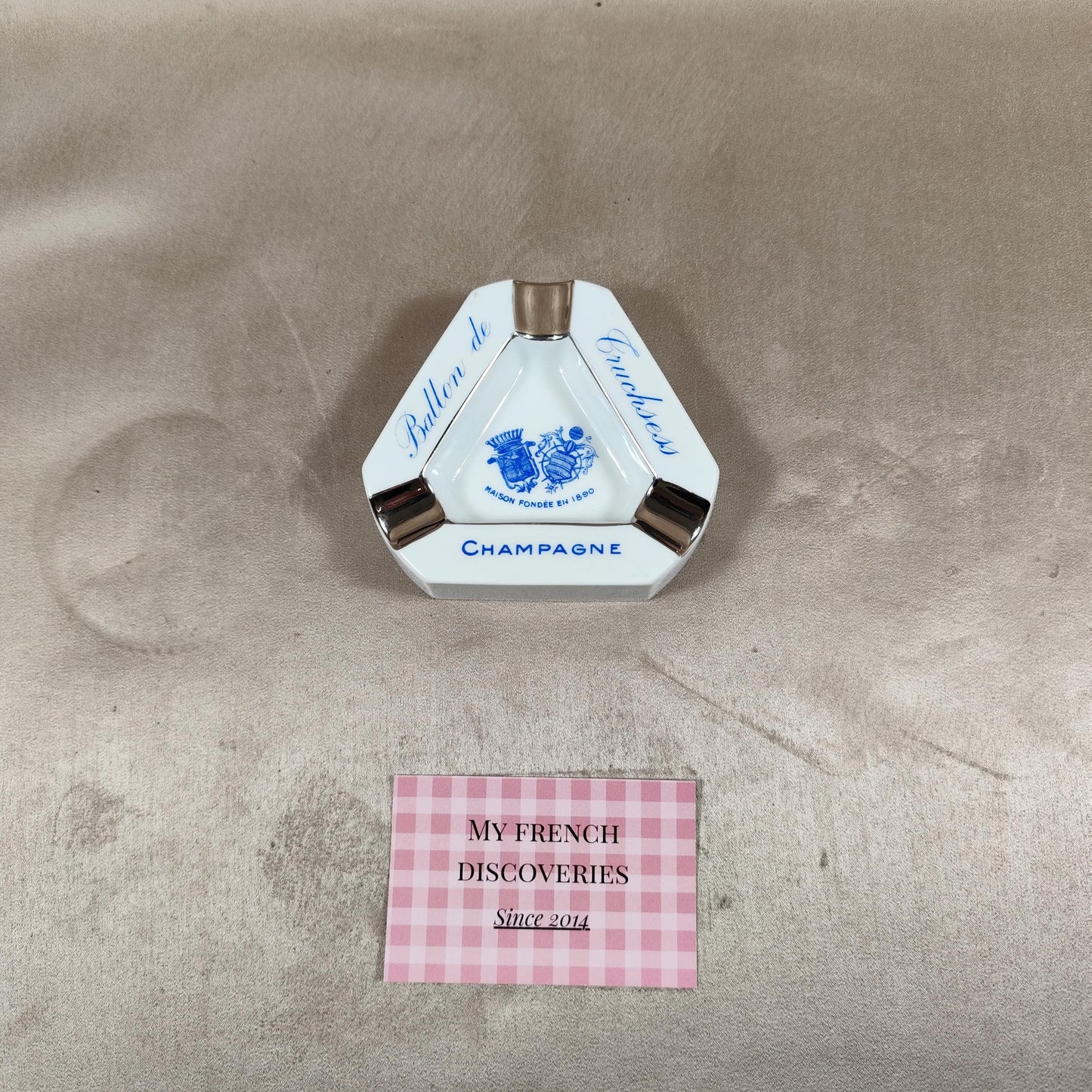 Cendrier publicitaire Champagne Ballon de Truchsess en porcelaine J. Moser Limoges Vintage