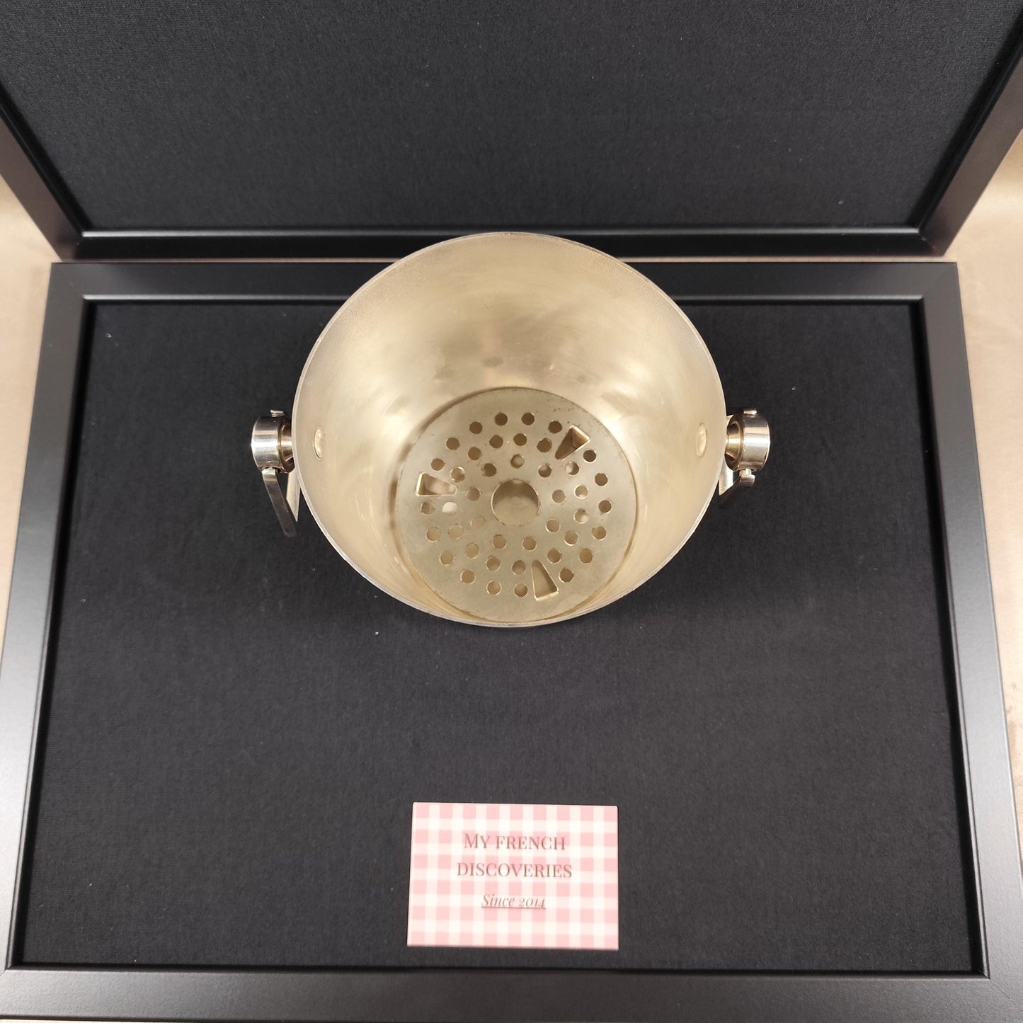 Seau à glaçons ancien en métal argenté avec grille amovible Orfèvrerie française Vintage