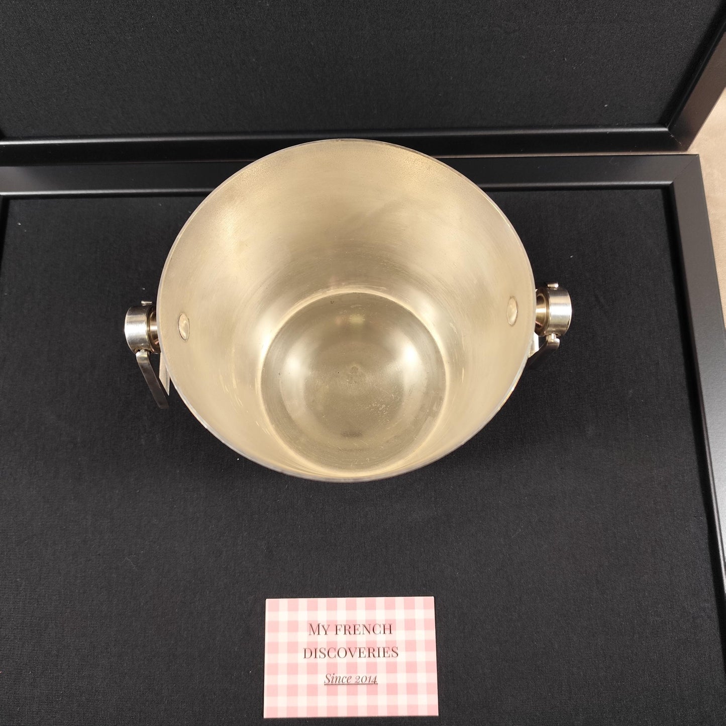Seau à glaçons ancien en métal argenté avec grille amovible Orfèvrerie française Vintage