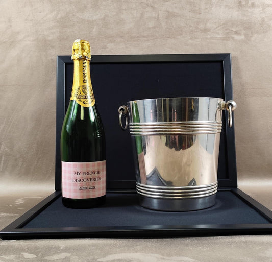 Seau à champagne Christofle Biarritz en métal argenté Modèle à anses Orfèvrerie française