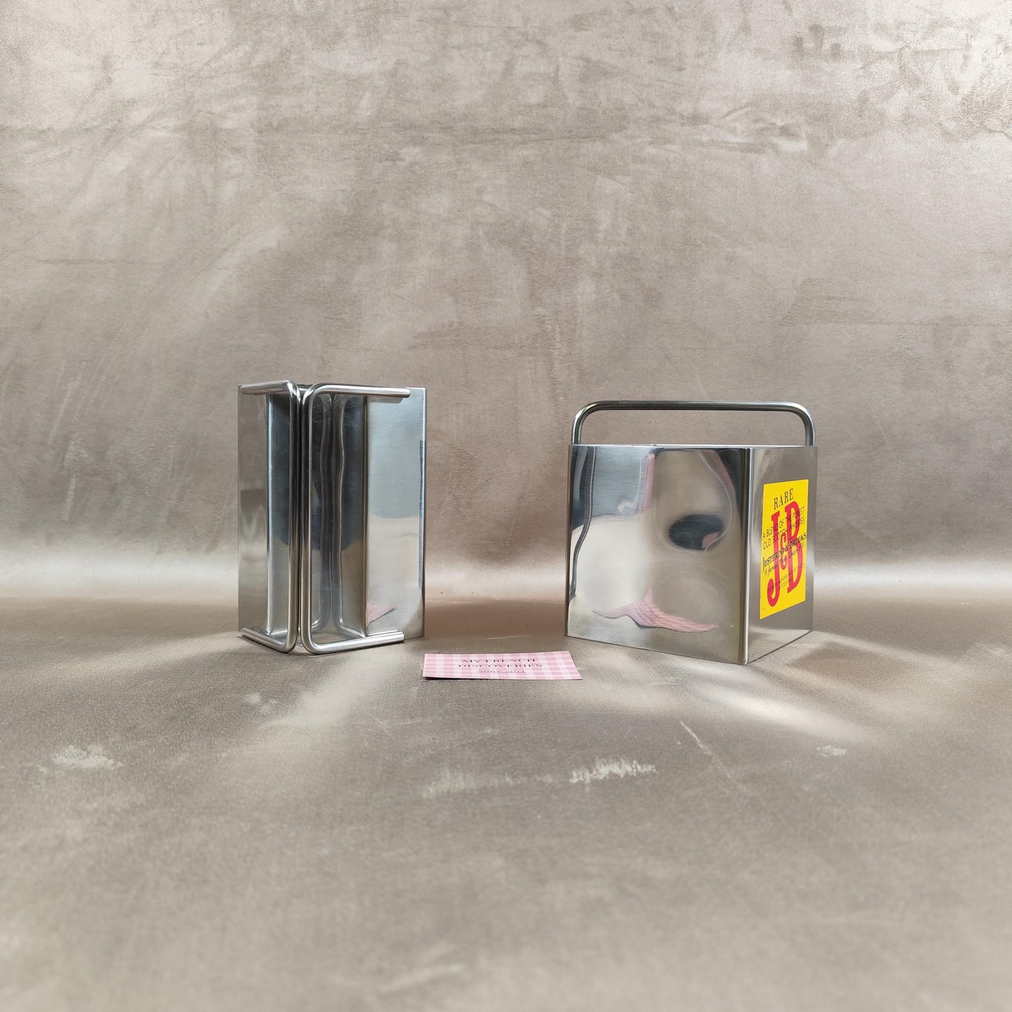 Ensemble bar publicitaire J&B Rare en inox Cruche et seau à glaçons Whisky vintage