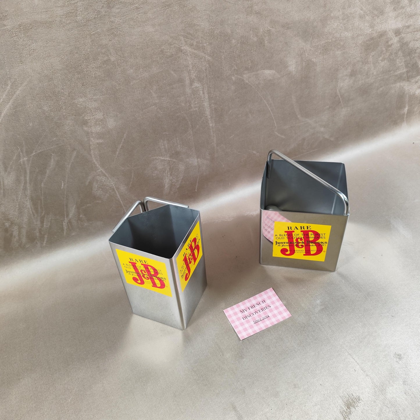 Ensemble bar publicitaire J&B Rare en inox Cruche et seau à glaçons Whisky vintage