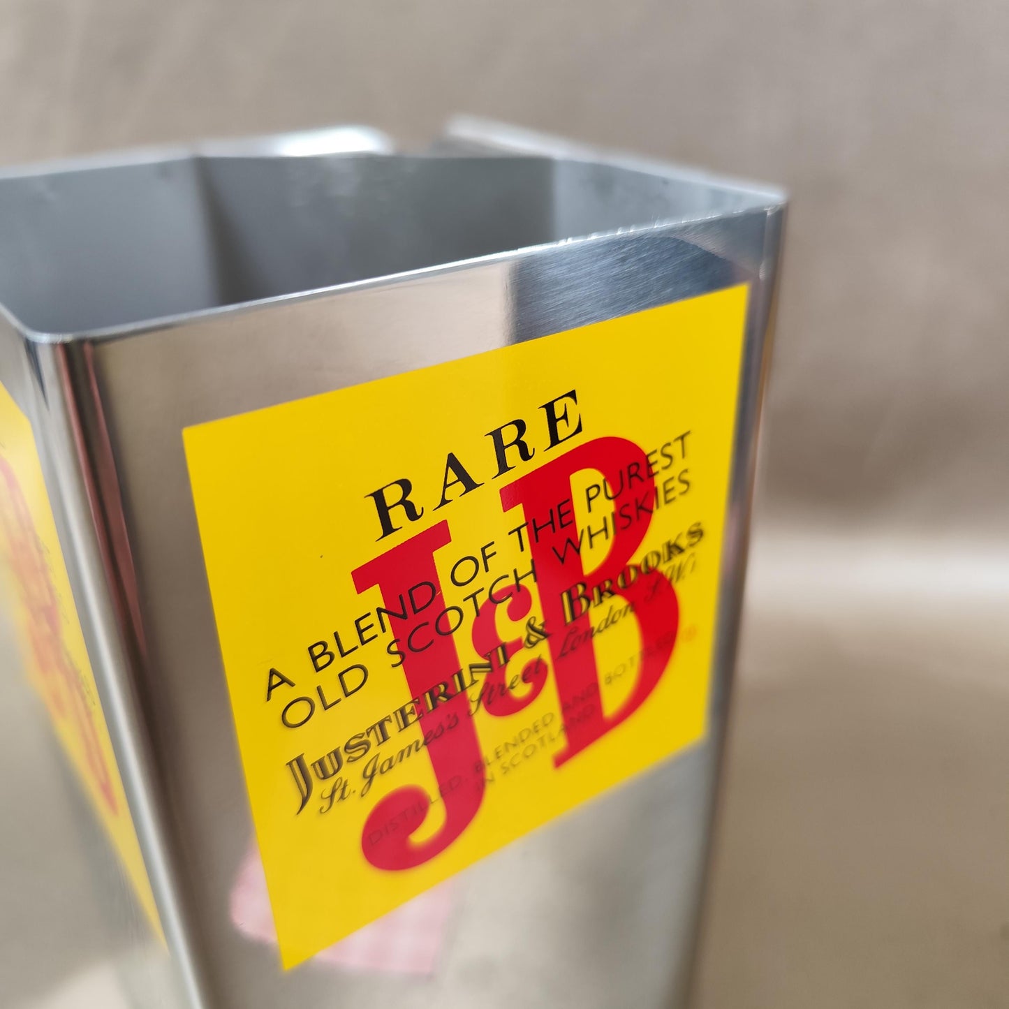 Ensemble bar publicitaire J&B Rare en inox Cruche et seau à glaçons Whisky vintage