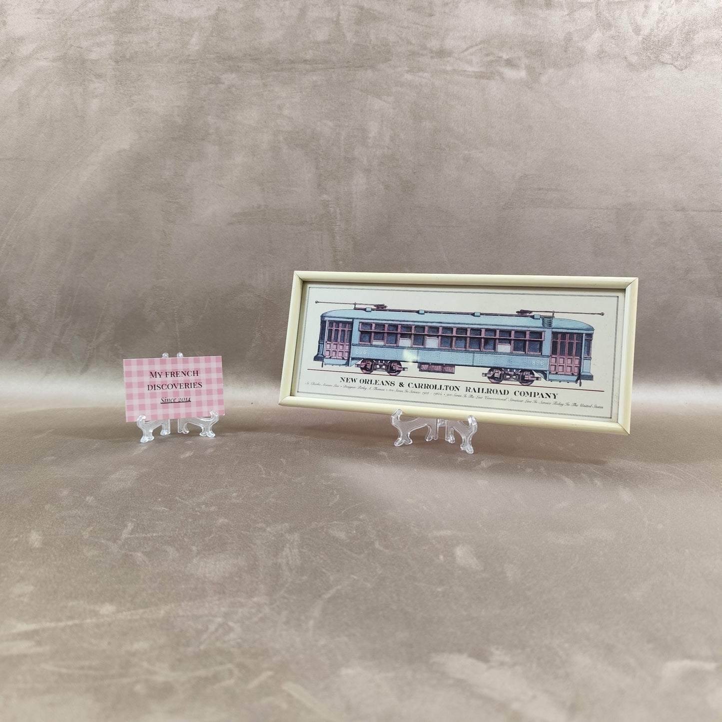 Affiche encadrée tramway New Orleans & Carrollton Railroad Illustration ferroviaire vintage