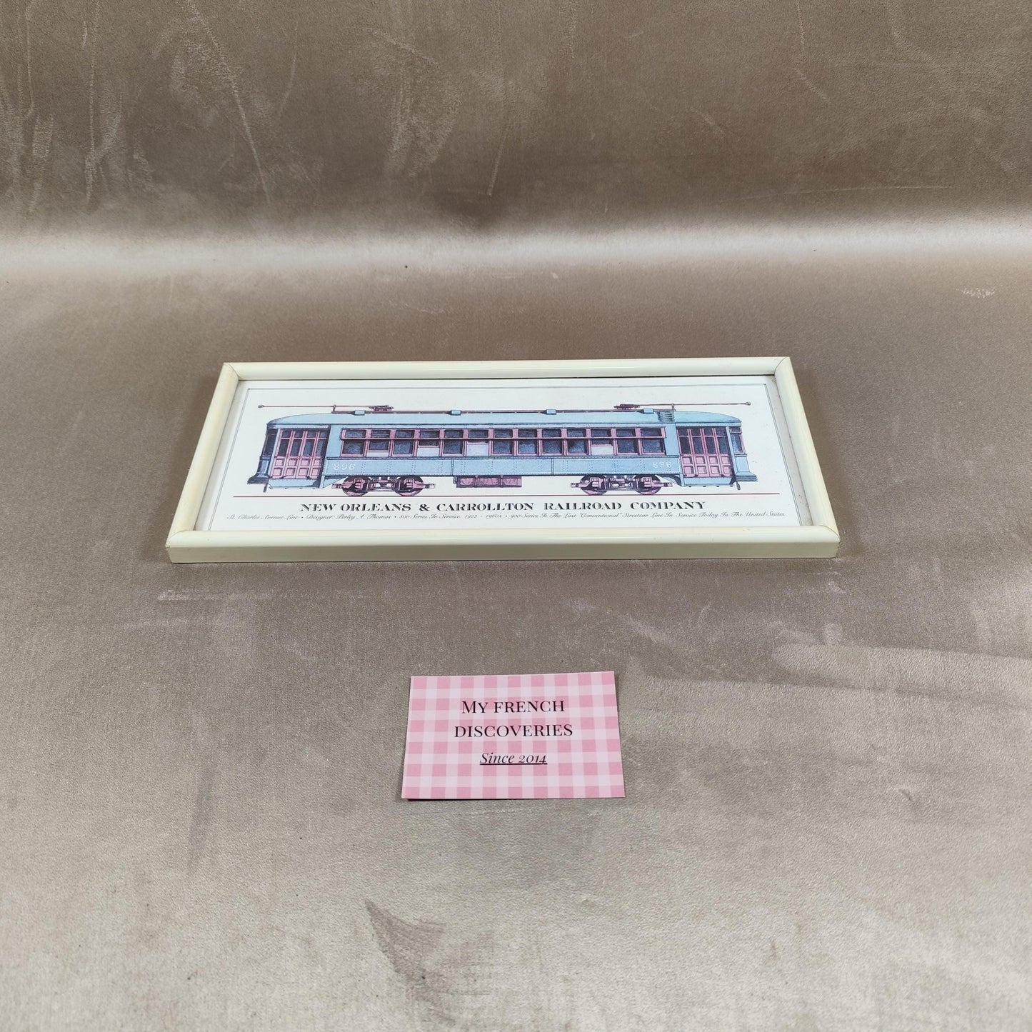 Affiche encadrée tramway New Orleans & Carrollton Railroad Illustration ferroviaire vintage