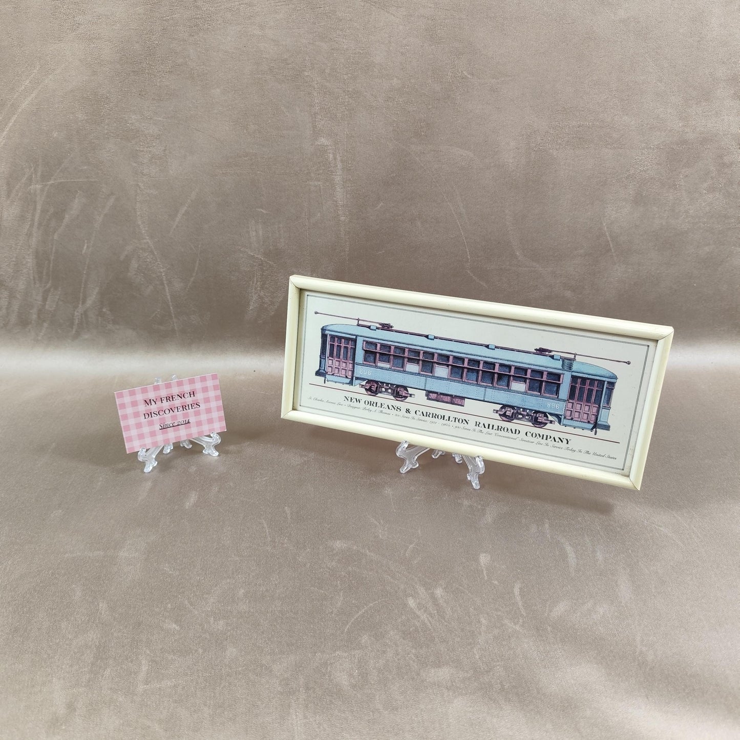 Affiche encadrée tramway New Orleans & Carrollton Railroad Illustration ferroviaire vintage