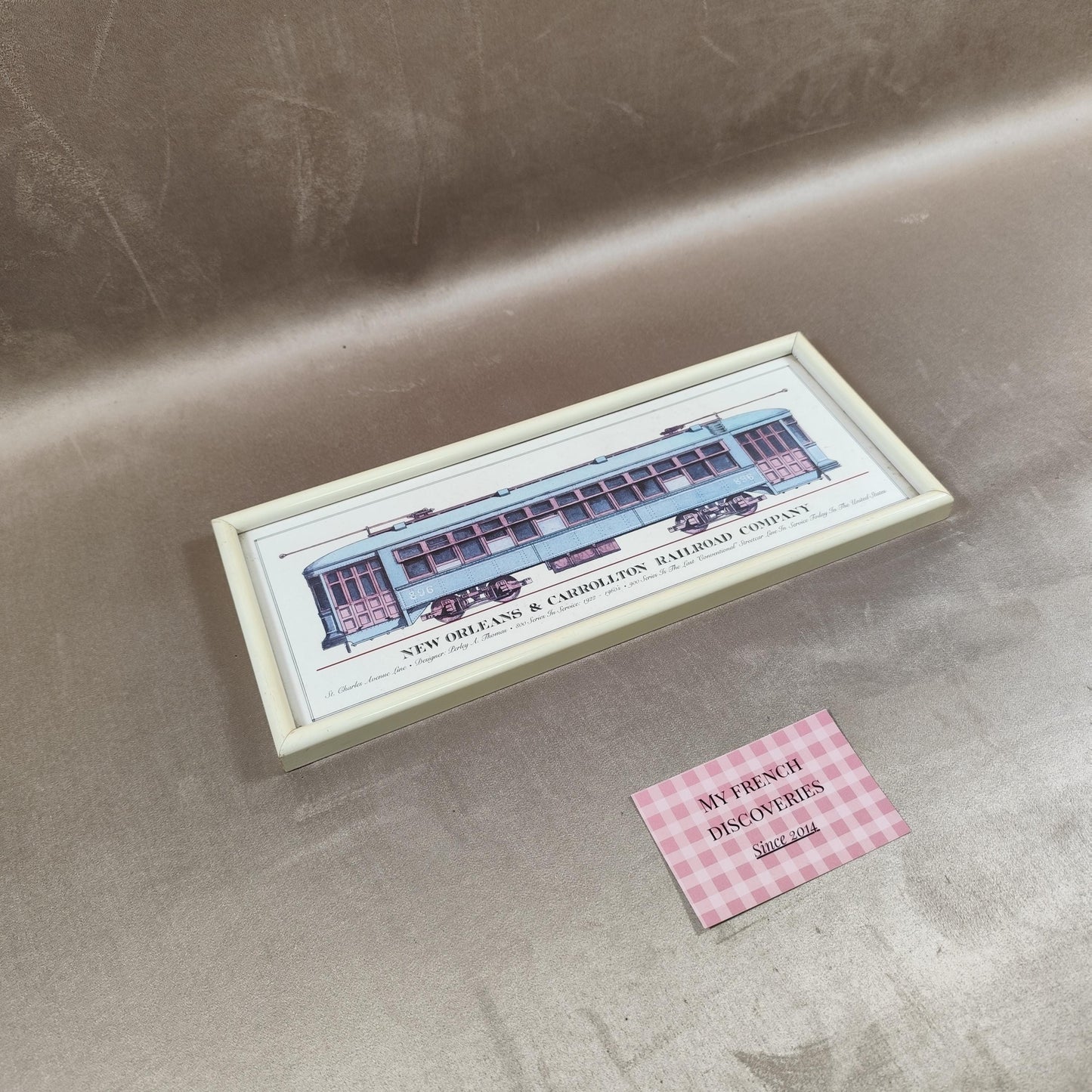 Affiche encadrée tramway New Orleans & Carrollton Railroad Illustration ferroviaire vintage