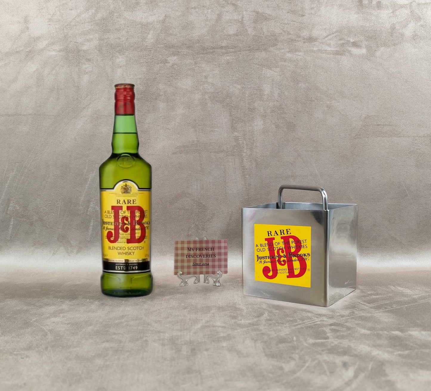 Seau à glaçons publicitaire J&B Rare en inox Barware vintage whisky Années 70