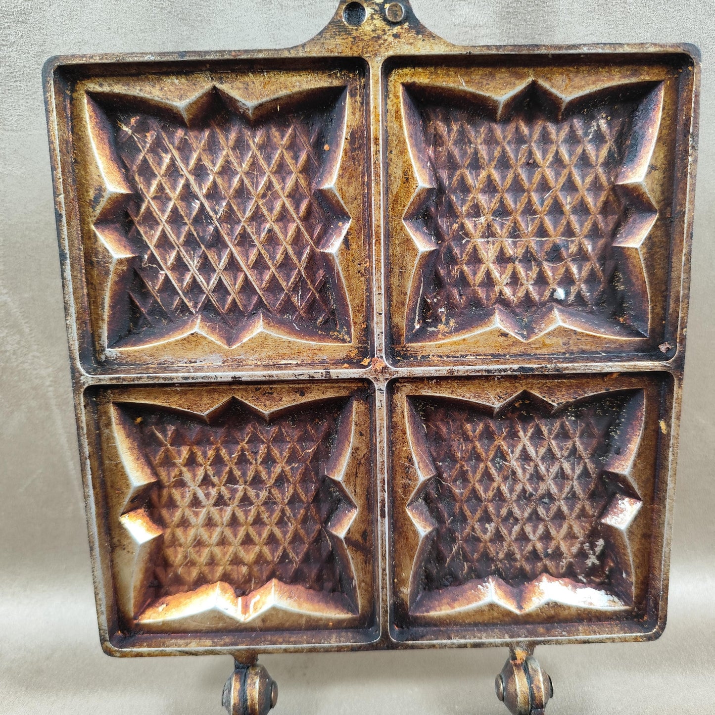 Appareil à croque-monsieur ancien en fonte LÉtoile Modèle professionnel à 4 empreintes