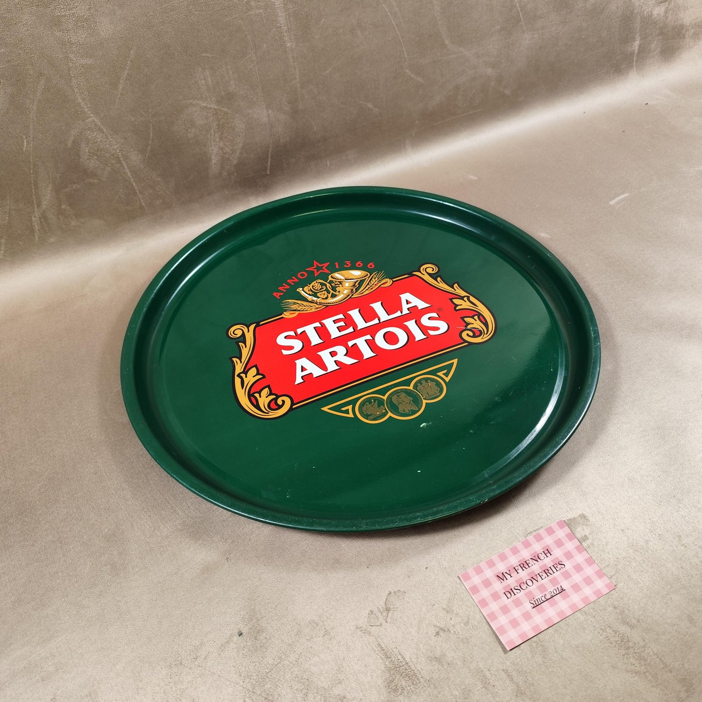Grand plateau publicitaire Stella Artois Métal vert Anno 1366