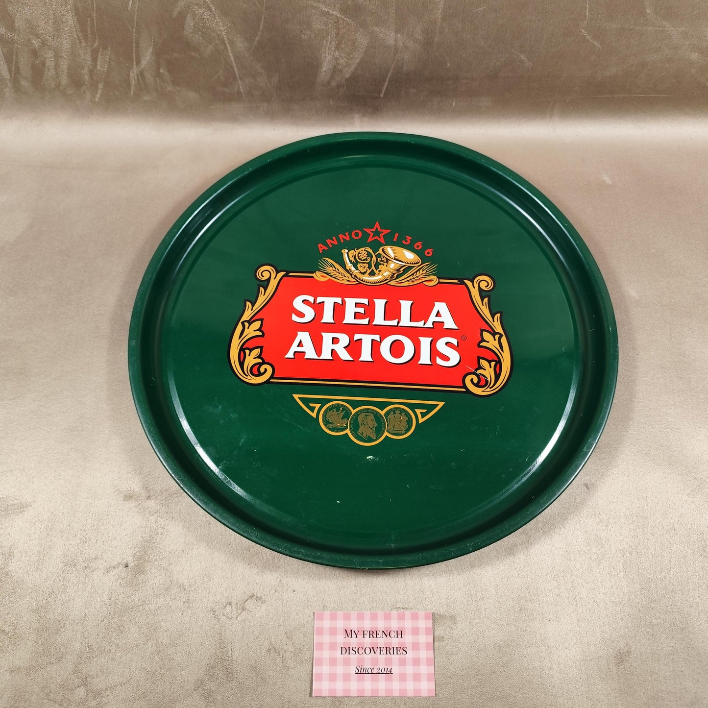 Grand plateau publicitaire Stella Artois Métal vert Anno 1366